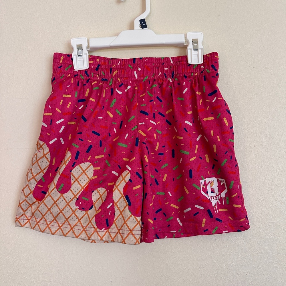 Pink Baseball Lifestyle 101 Sprinkle Ice Cream Print Kids Shorts